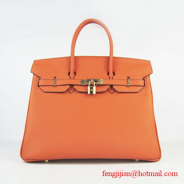 Hermes Birkin 35cm Tendon Veins Leather Bag Orange Gold Hardware Hermes Birkin 35cm Tendon Veins Leather Bag Orange Gold Hardware